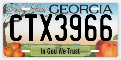 GA license plate CTX3966