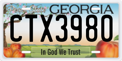 GA license plate CTX3980