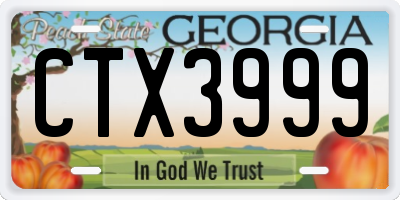 GA license plate CTX3999