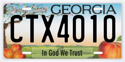 GA license plate CTX4010