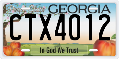 GA license plate CTX4012