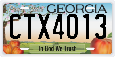 GA license plate CTX4013