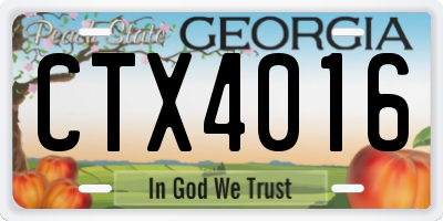 GA license plate CTX4016