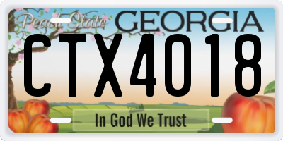 GA license plate CTX4018