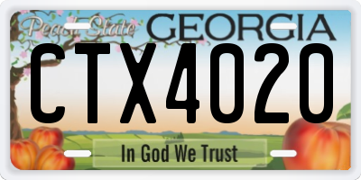 GA license plate CTX4020