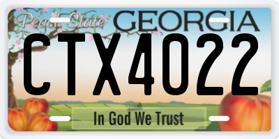 GA license plate CTX4022