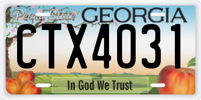 GA license plate CTX4031