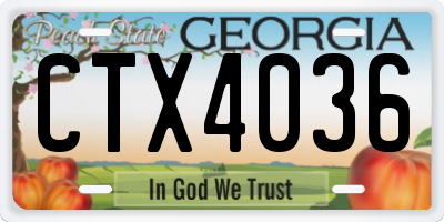 GA license plate CTX4036