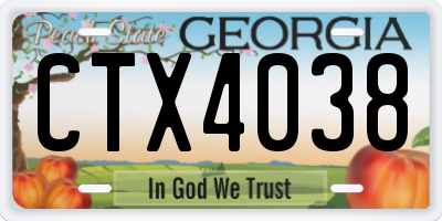 GA license plate CTX4038