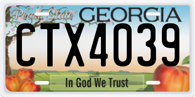 GA license plate CTX4039