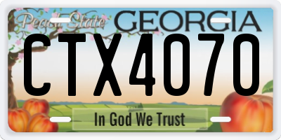 GA license plate CTX4070