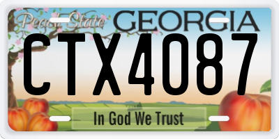 GA license plate CTX4087