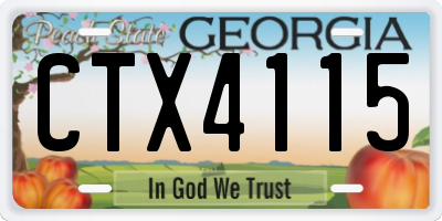 GA license plate CTX4115