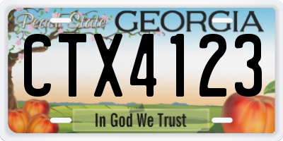 GA license plate CTX4123