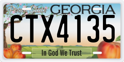 GA license plate CTX4135