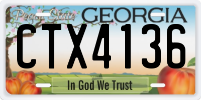 GA license plate CTX4136
