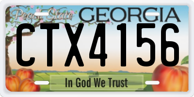 GA license plate CTX4156