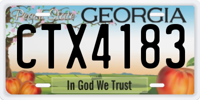 GA license plate CTX4183