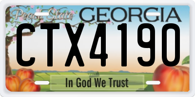 GA license plate CTX4190