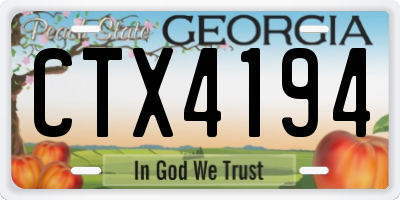 GA license plate CTX4194
