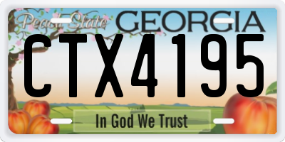 GA license plate CTX4195