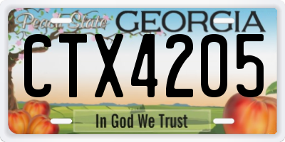 GA license plate CTX4205