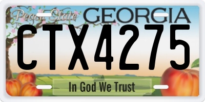 GA license plate CTX4275