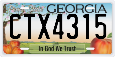 GA license plate CTX4315
