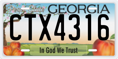 GA license plate CTX4316