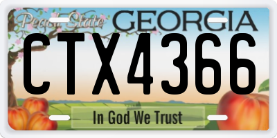 GA license plate CTX4366