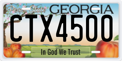 GA license plate CTX4500