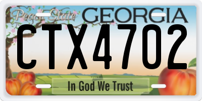 GA license plate CTX4702