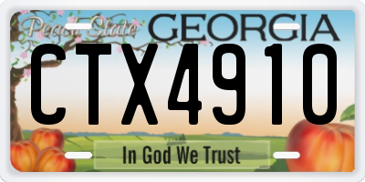 GA license plate CTX4910