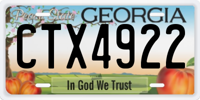 GA license plate CTX4922