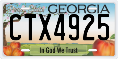 GA license plate CTX4925