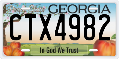 GA license plate CTX4982