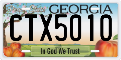 GA license plate CTX5010