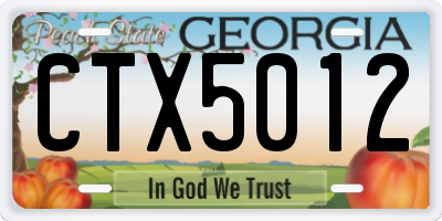 GA license plate CTX5012