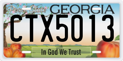 GA license plate CTX5013