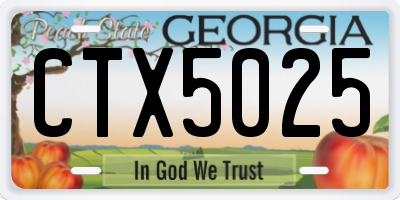 GA license plate CTX5025