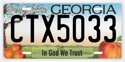 GA license plate CTX5033