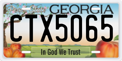 GA license plate CTX5065