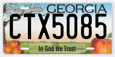 GA license plate CTX5085