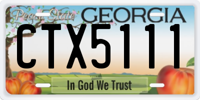 GA license plate CTX5111