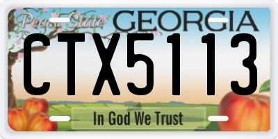 GA license plate CTX5113