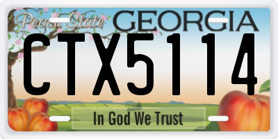 GA license plate CTX5114
