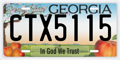 GA license plate CTX5115