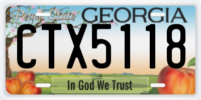 GA license plate CTX5118