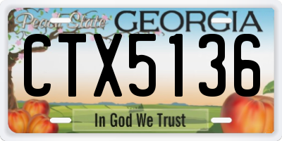 GA license plate CTX5136