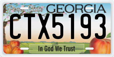 GA license plate CTX5193